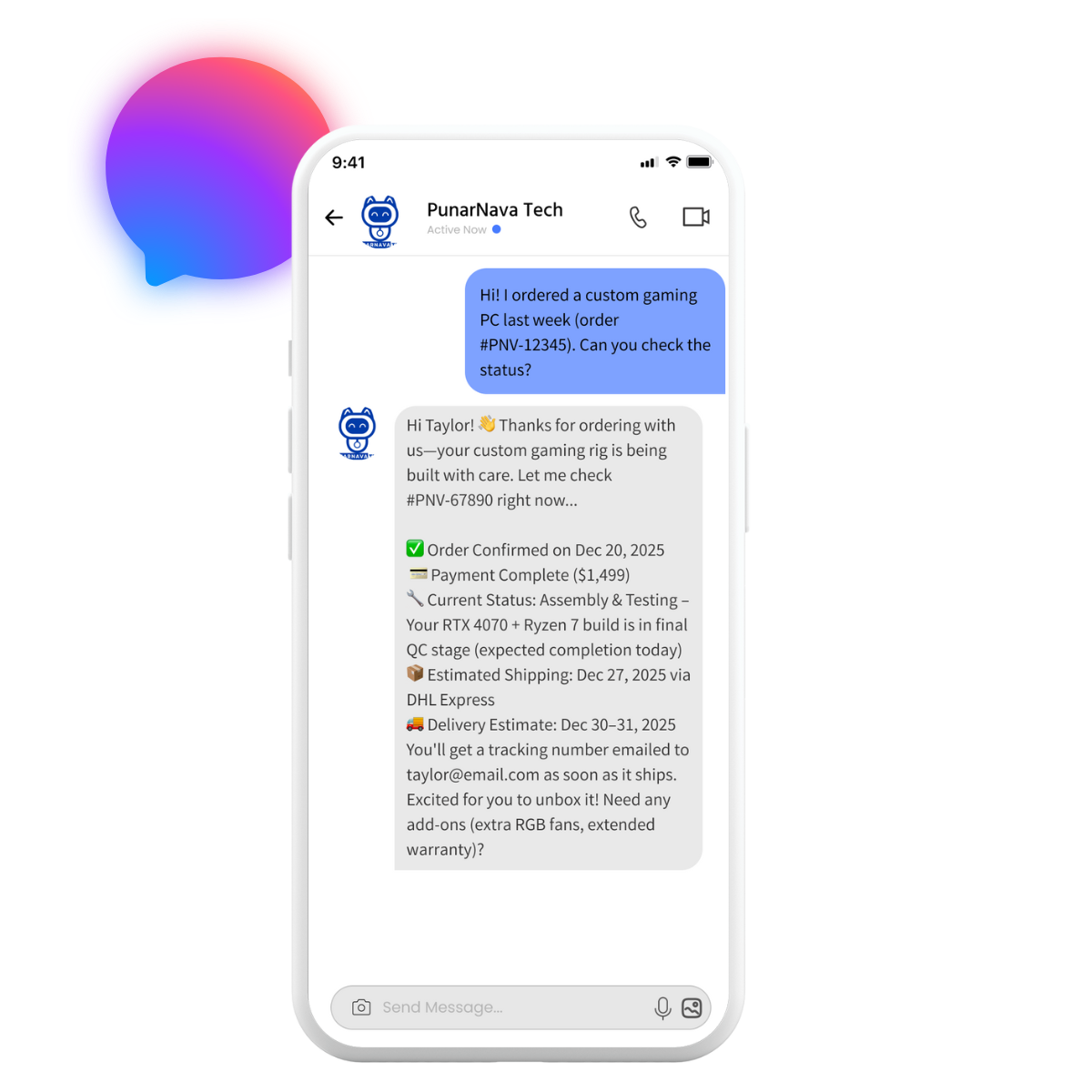 Customer Support AI chatbot for Facebook messenger